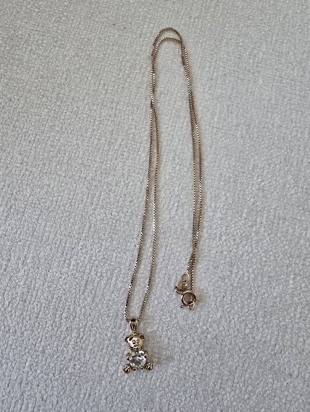 Gold Over 925 Sterling Silver Teddy Bear Pendant Necklace 18"